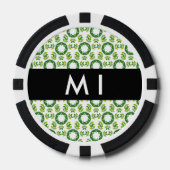 Bladpatroon, Groene Bladeren, Uw Naam Poker Chips (Voorkant)
