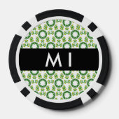 Bladpatroon, Groene Bladeren, Uw Naam Poker Chips (Achterkant)