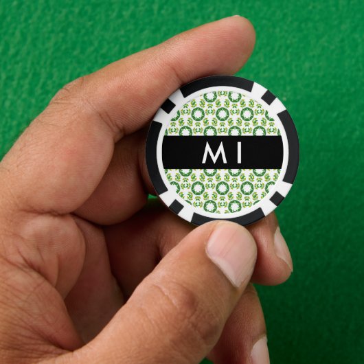 Bladpatroon, Groene Bladeren, Uw Naam Poker Chips (Hand)