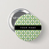 Bladpatroon, Groene Bladeren, Uw Naam Ronde Button 5,7 Cm (Voorkant /achterkant)