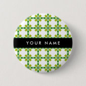 Bladpatroon, Groene Bladeren, Uw Naam Ronde Button 5,7 Cm (Voorkant)
