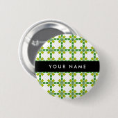 Bladpatroon, Groene Bladeren, Uw Naam Ronde Button 5,7 Cm (Voorkant /achterkant)