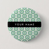 Bladpatroon, Groene Bladeren, Uw Naam Ronde Button 5,7 Cm (Voorkant)