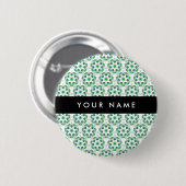Bladpatroon, Groene Bladeren, Uw Naam Ronde Button 5,7 Cm (Voorkant /achterkant)