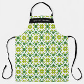 Bladpatroon, Groene Bladeren, Uw Naam Schort (Voorkant)