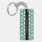 Bladpatroon, Groene Bladeren, Uw Naam Sleutelhanger (Voorkant Links)