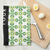 Bladpatroon, Groene Bladeren, Uw Naam Theedoek (Quarter Fold)