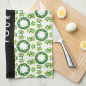 Bladpatroon, Groene Bladeren, Uw Naam Theedoek (Quarter Fold)