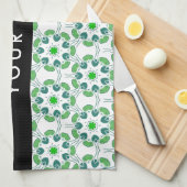 Bladpatroon, Groene Bladeren, Uw Naam Theedoek (Quarter Fold)