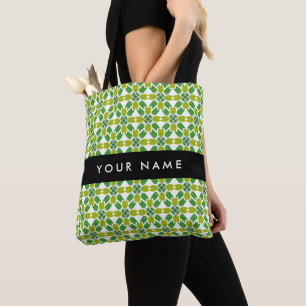 Bladpatroon, Groene Bladeren, Uw Naam Tote Bag