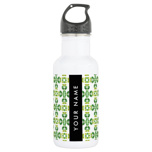 Bladpatroon, Groene Bladeren, Uw Naam Waterfles (Voorkant)