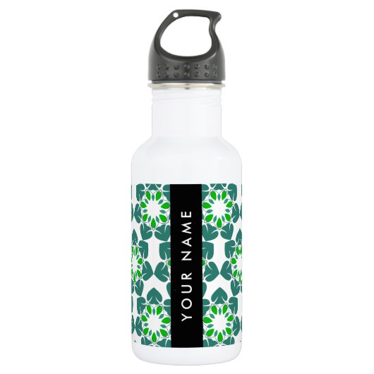 Bladpatroon, Groene Bladeren, Uw Naam Waterfles (Voorkant)