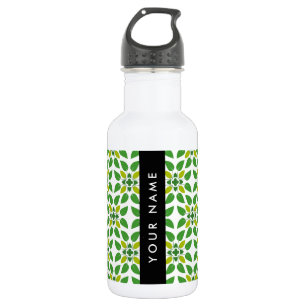 Bladpatroon, groene bladeren, uw naam waterfles