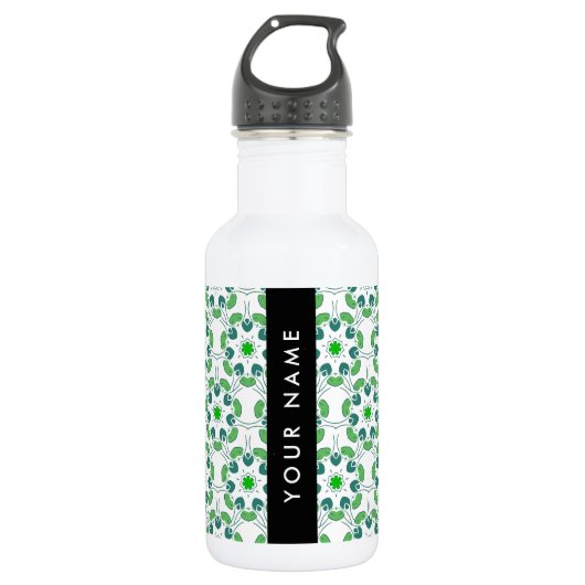 Bladpatroon, Groene Bladeren, Uw Naam Waterfles (Voorkant)