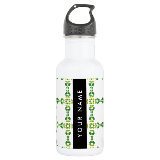Bladpatroon, Groene Bladeren, Uw Naam Waterfles (Voorkant)