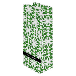 Bladpatroon, Groene Bladeren, Uw Naam Wijn Cadeautas