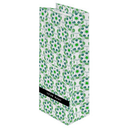 Bladpatroon, Groene Bladeren, Uw Naam Wijn Cadeautas