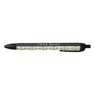 Bladpatroon, Groene Bladeren, Uw Naam Zwarte Inkt Pen