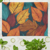 Bladpatroon Herfst Natuur Kleurrijke herfstbladere Theedoek (Gevouwen)
