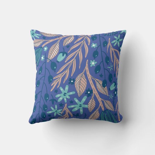 Bladpatroon illustratie kussen (Achterkant)