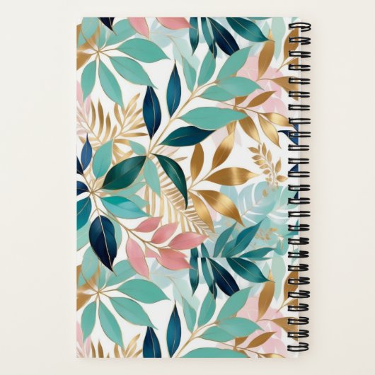 Bladpatroon  kleurrijke bladeren monogram notitieboek (Achterkant)