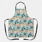 Bladpatroon Mooie Botanische Monogram Keuken Schort (Voorkant)