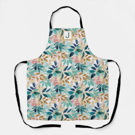 Bladpatroon Mooie Botanische Monogram Keuken Schort