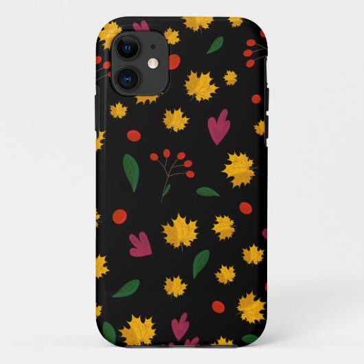 Bladpatroon op een zwarte achtergrond Case-Mate iPhone case (Achterkant)
