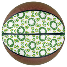 Bladpatroon, patroon van bladeren, groene bladeren basketbal