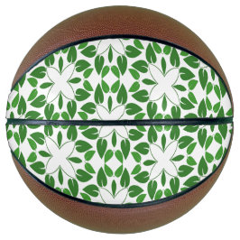 Bladpatroon, patroon van bladeren, groene bladeren basketbal