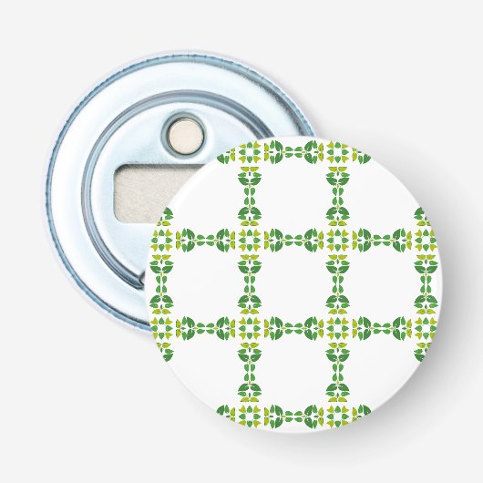 Bladpatroon, Patroon Van Bladeren, Groene Bladeren Button Flesopener (Voorkant)