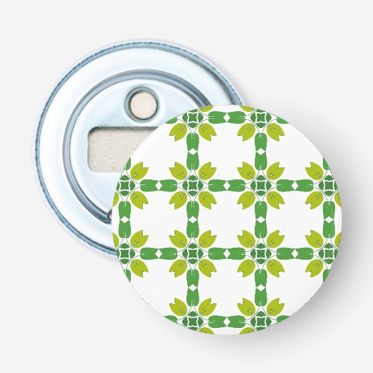 Bladpatroon, Patroon Van Bladeren, Groene Bladeren Button Flesopener (Voorkant)