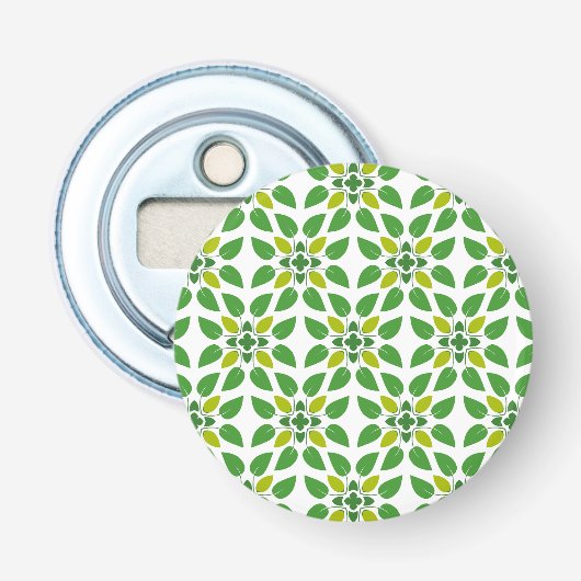 Bladpatroon, Patroon Van Bladeren, Groene Bladeren Button Flesopener (Voorkant)