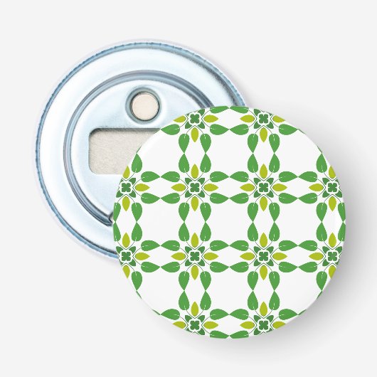 Bladpatroon, Patroon Van Bladeren, Groene Bladeren Button Flesopener (Voorkant)