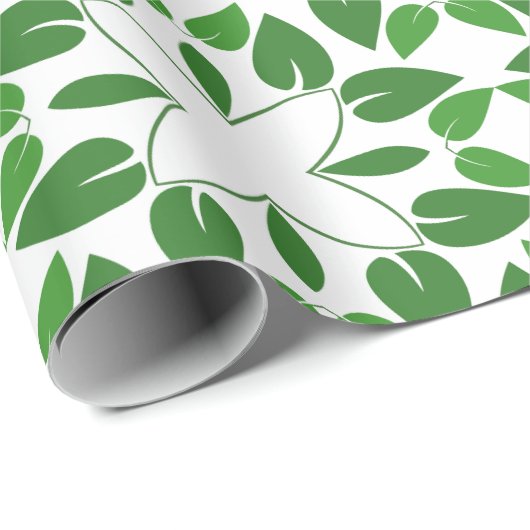 Bladpatroon, patroon van bladeren, groene bladeren cadeaupapier (Rol Hoek)