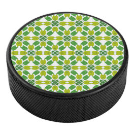 Bladpatroon, patroon van bladeren, groene bladeren hockey puck