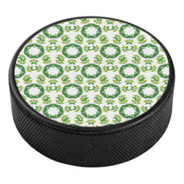 Bladpatroon, patroon van bladeren, groene bladeren hockey puck
