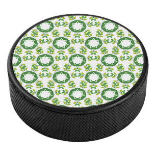 Bladpatroon, patroon van bladeren, groene bladeren hockey puck