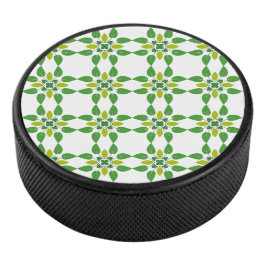 Bladpatroon, patroon van bladeren, groene bladeren hockey puck