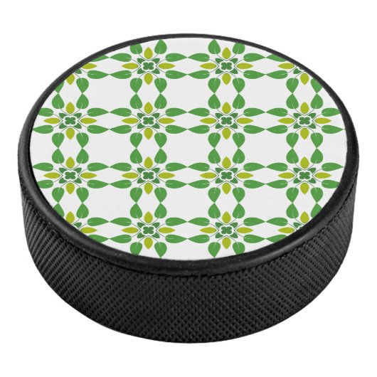 Bladpatroon, patroon van bladeren, groene bladeren hockey puck (3/4)