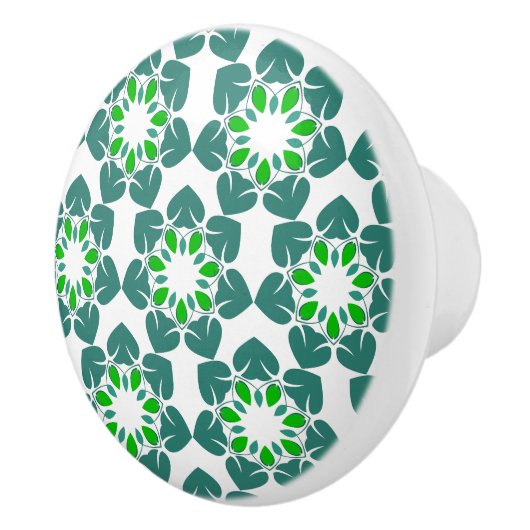 Bladpatroon, patroon van bladeren, groene bladeren keramische knop (Rechts)