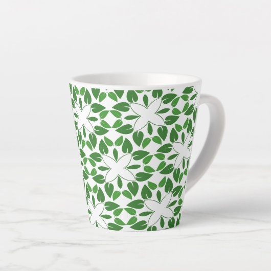 Bladpatroon, patroon van bladeren, groene bladeren latte mok (Rechterhoek)