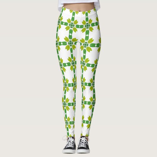 Bladpatroon, patroon van bladeren, groene bladeren leggings (Voorkant)