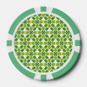 Bladpatroon, patroon van bladeren, groene bladeren poker chips (Voorkant)