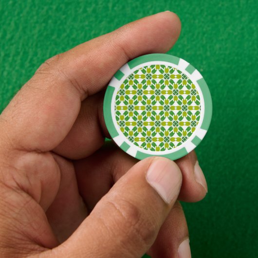 Bladpatroon, patroon van bladeren, groene bladeren poker chips (Hand)