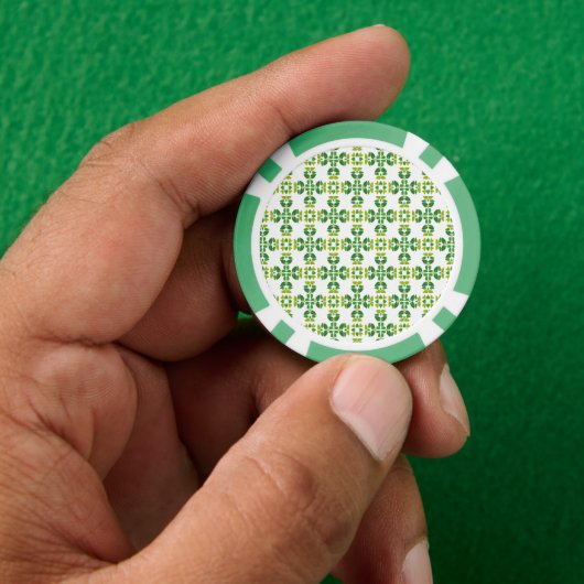 Bladpatroon, patroon van bladeren, groene bladeren poker chips (Hand)