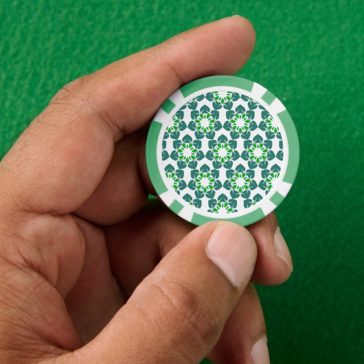 Bladpatroon, patroon van bladeren, groene bladeren poker chips (Hand)