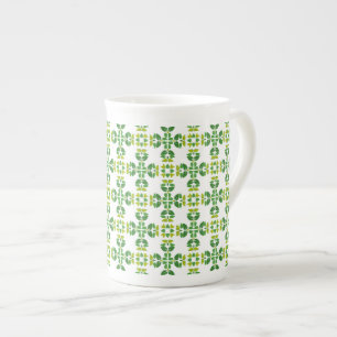 Bladpatroon, patroon van bladeren, groene bladeren porselein kop
