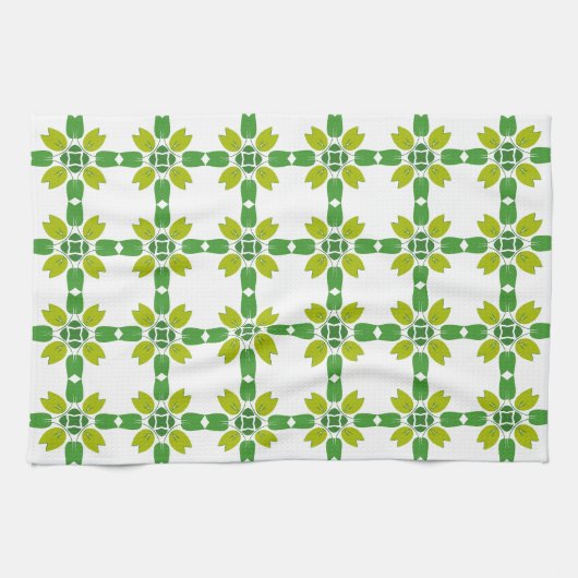 Bladpatroon, patroon van bladeren, groene bladeren theedoek (Horizontaal)