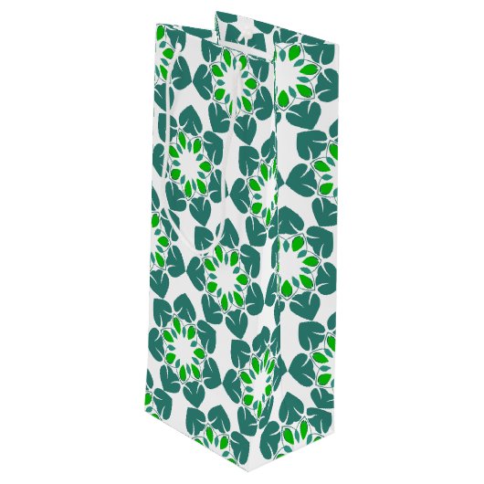 Bladpatroon, patroon van bladeren, groene bladeren wijn cadeautas (Achterkant Gekanteld)